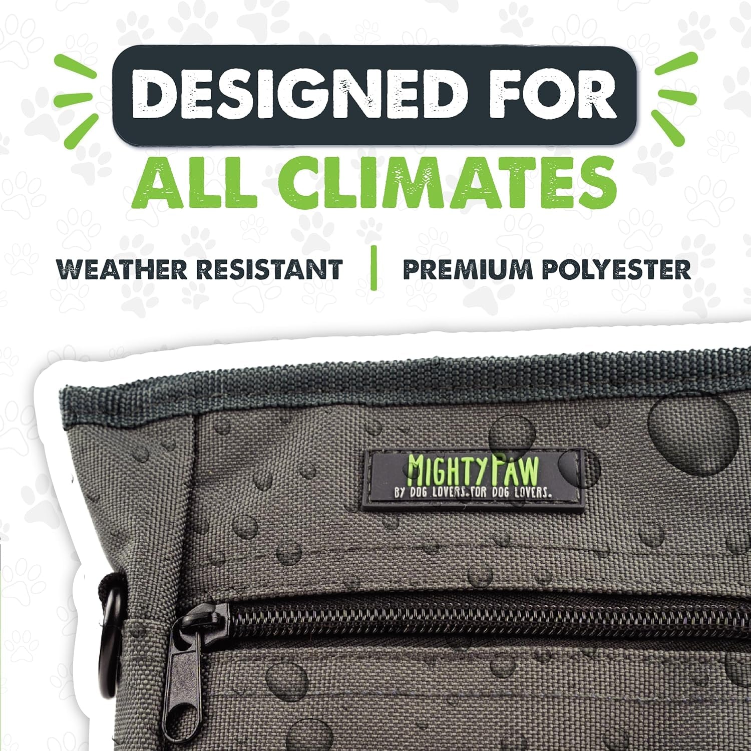 Dog Treat Pouch 2.0 | Pet Training Hands-Free Snack Bag W/Strap. Holds 2 Cups Kibble, Phone & Keys. Magnetic Clasp & Waist Belt Clip. Includes 1 Roll of Poop Bags (Green/Grey)